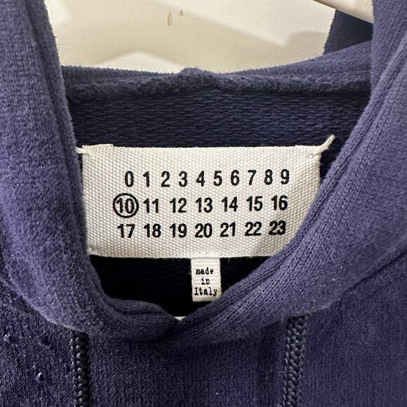 Rare Maison Margiela Navy Hoodie 46 Made in Italy - Picture 3 of 13